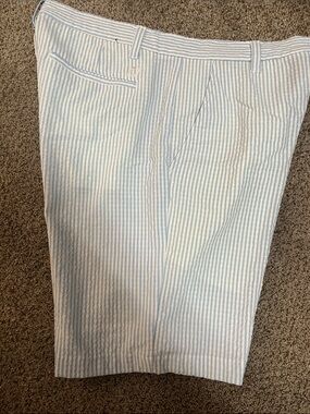 Footjoy Light Blue and White Seersucker Shorts for Golf